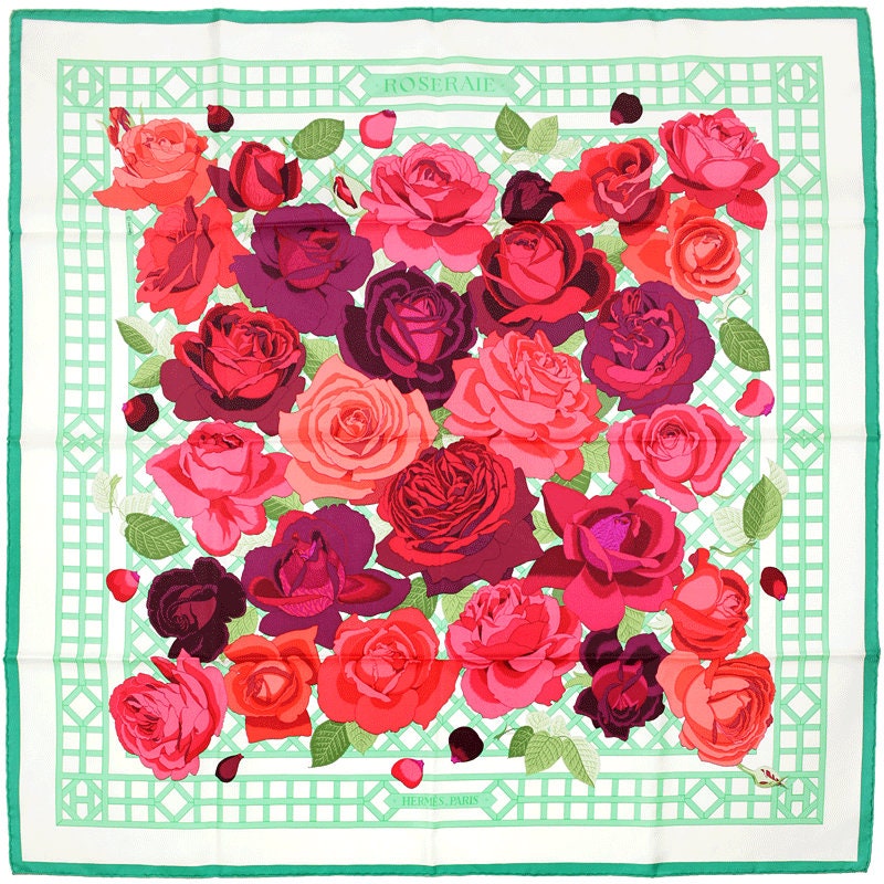 Hermes Scarf "Roseraie" by Christiane Vauzelles 90cm Silk | Carre Foulard