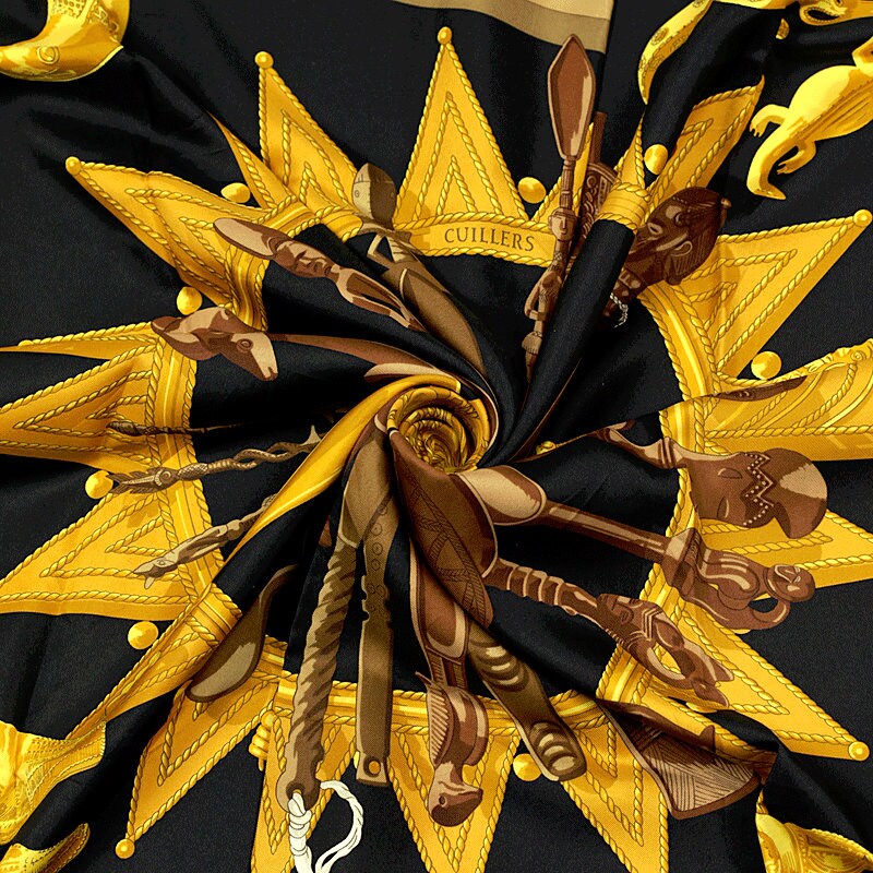 Hermes Scarf "Cuillers d'Afrique" by Caty Latham Vintage 90cm Silk