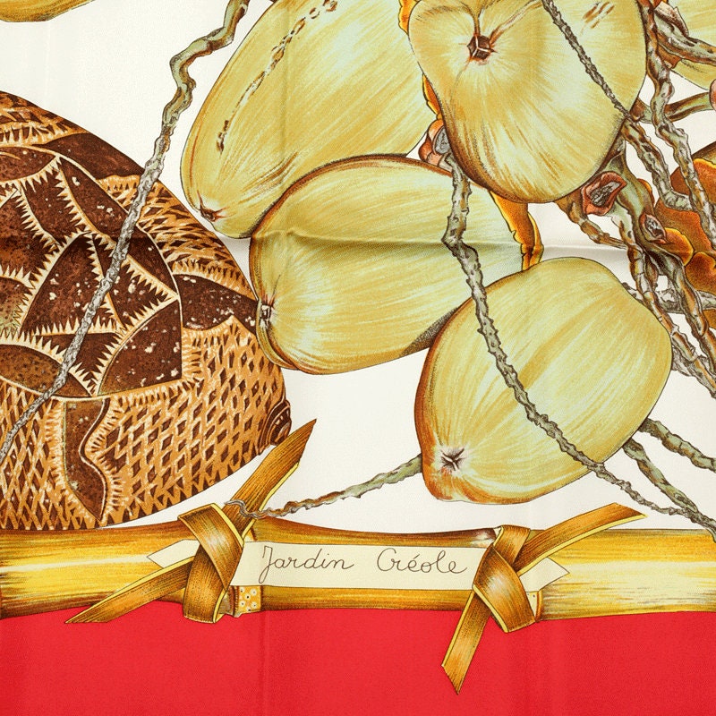 Hermes Scarf "Jardin Creole" by Valerie Dawlat Dumoulin Vintage 90cm Silk