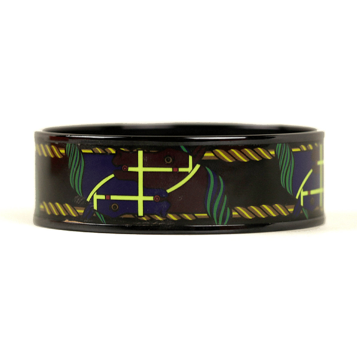 Hermes Bracelet 65 Wide Enamel PVD Plated Quadrige