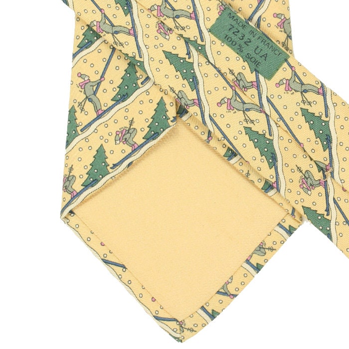 Hermes Men's Silk Tie Downhill Skiiers Pattern 7232 | Necktie Cravate