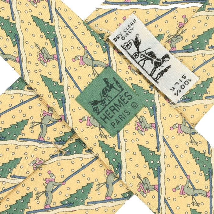 Hermes Men's Silk Tie Downhill Skiiers Pattern 7232 | Necktie Cravate