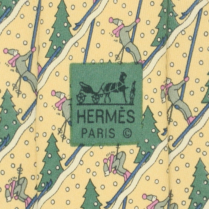 Hermes Men's Silk Tie Downhill Skiiers Pattern 7232 | Necktie Cravate
