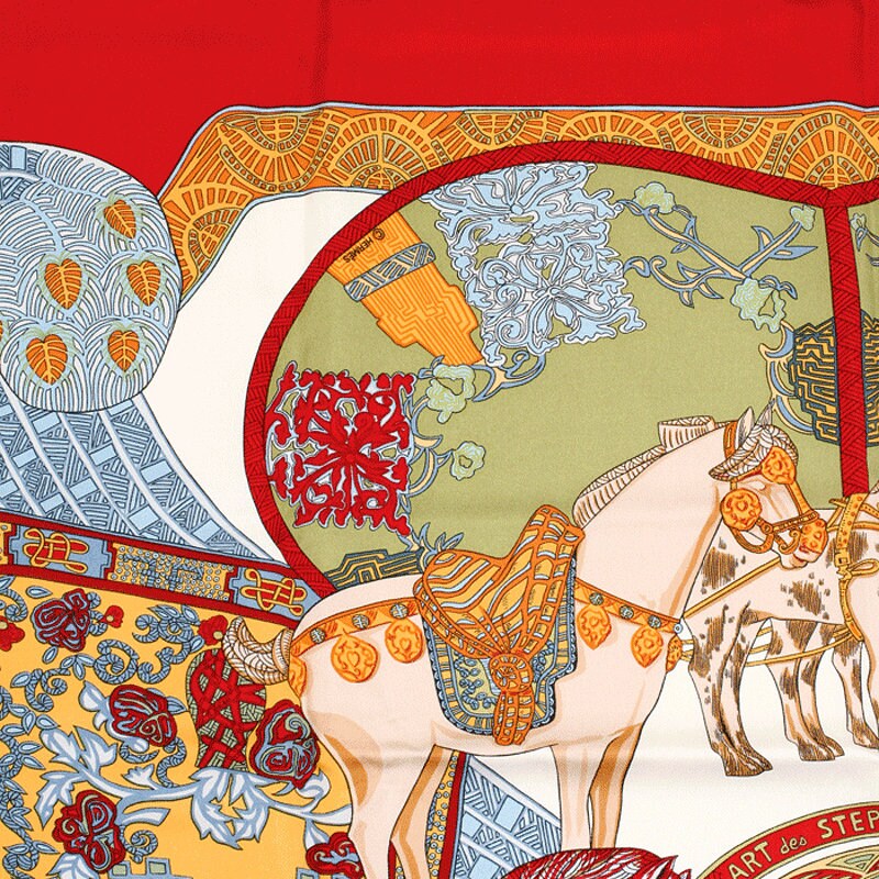 Hermes Scarf "Art des Steppes" by Annie Faivre 90cm Silk