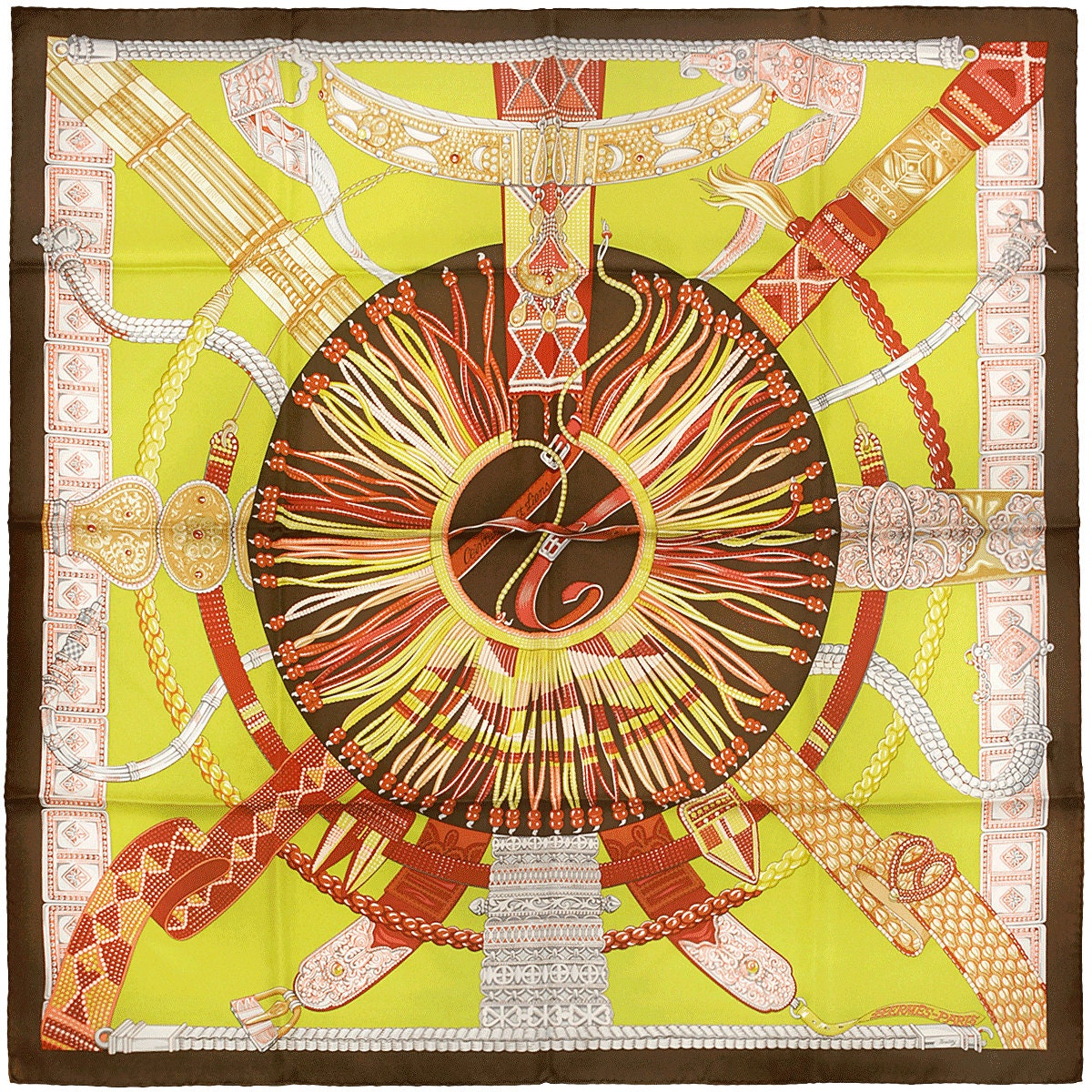 Hermes Scarf "Ceintures et Liens" by Laurence Bourthoumieux 90cm Silk | Carre Foulard