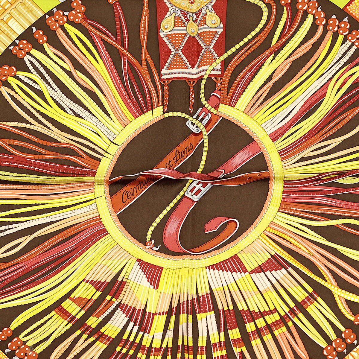 Hermes Scarf "Ceintures et Liens" by Laurence Bourthoumieux 90cm Silk | Carre Foulard