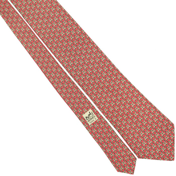 Hermes Men's Silk Tie Equestrian Geometric Pattern 7885