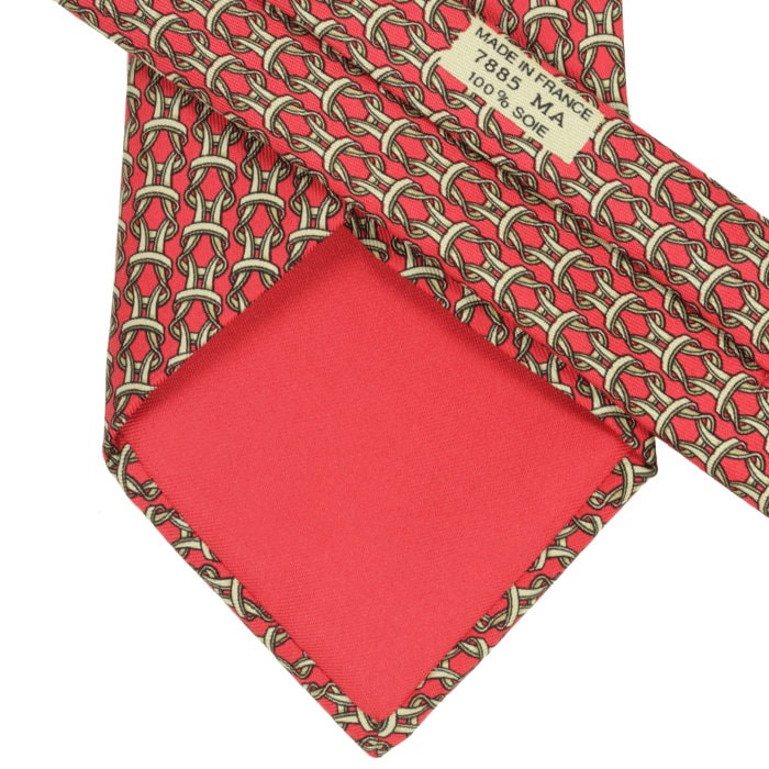 Hermes Men's Silk Tie Equestrian Geometric Pattern 7885