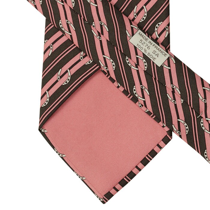 Hermes Men's Silk Tie Horseshoe Stripes Pattern 5276