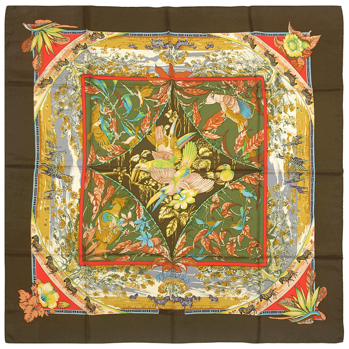 Hermes Scarf "Tropiques" by Laurence Bourthoumieux 90cm Silk | Carre Foulard
