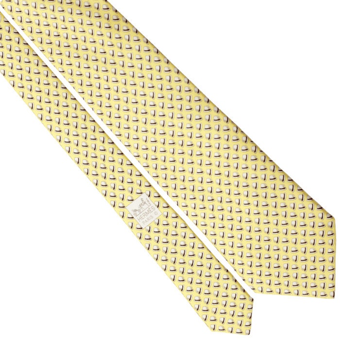 Hermes Men's Silk Tie Derby Hats Pattern 5329