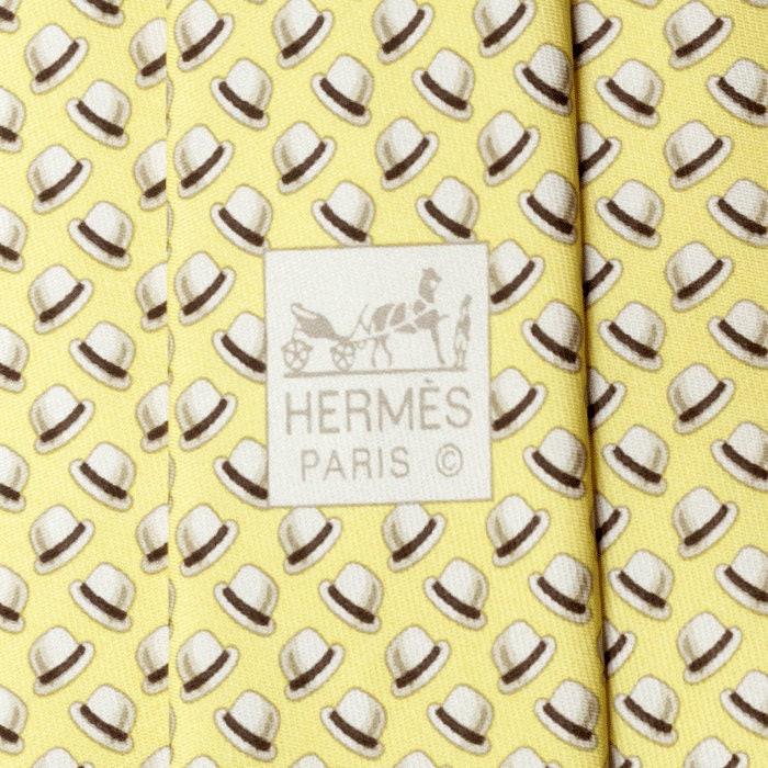 Hermes Men's Silk Tie Derby Hats Pattern 5329