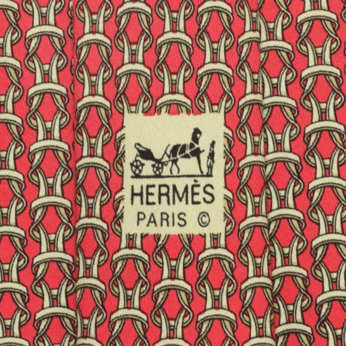 Hermes Men's Silk Tie Equestrian Geometric Pattern 7885