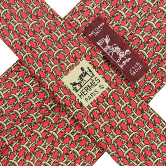 Hermes Men's Silk Tie Equestrian Geometric Pattern 7885