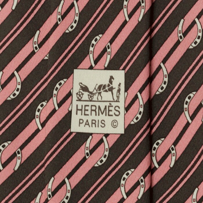 Hermes Men's Silk Tie Horseshoe Stripes Pattern 5276