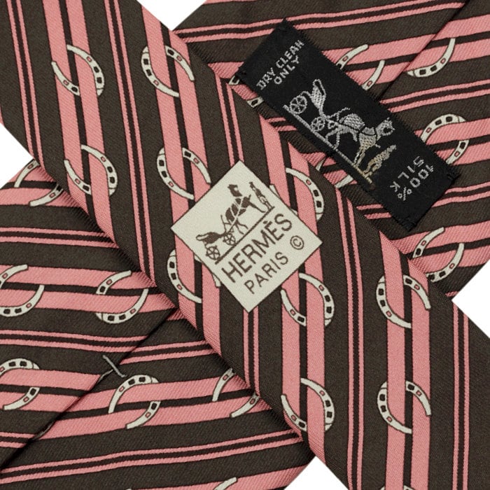 Hermes Men's Silk Tie Horseshoe Stripes Pattern 5276