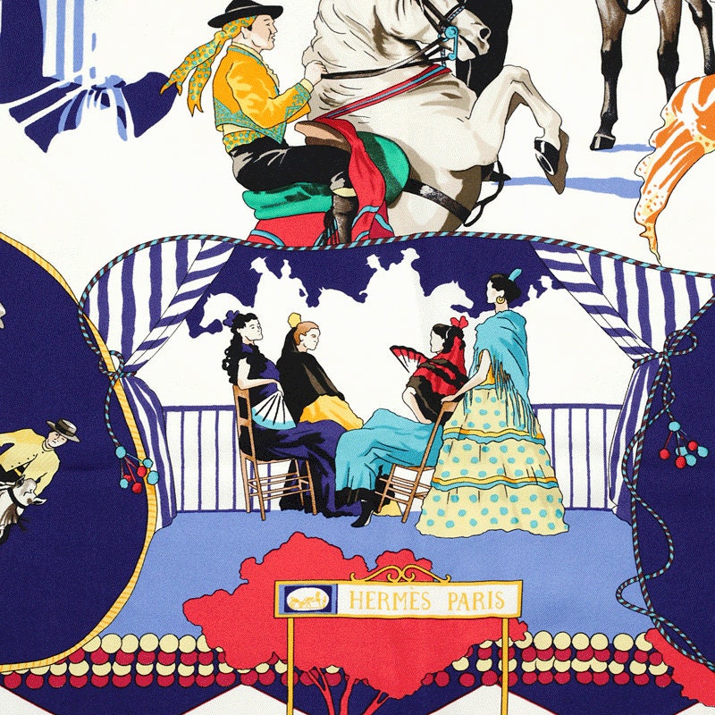 Hermes Scarf "Feria de Sevilla" by Hubert de Watrigant 90cm Silk