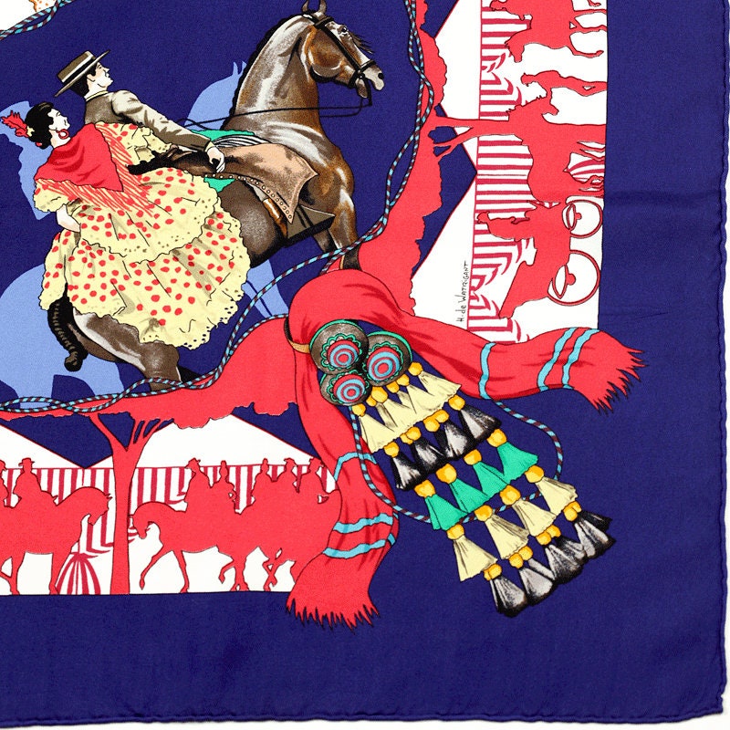 Hermes Scarf "Feria de Sevilla" by Hubert de Watrigant 90cm Silk