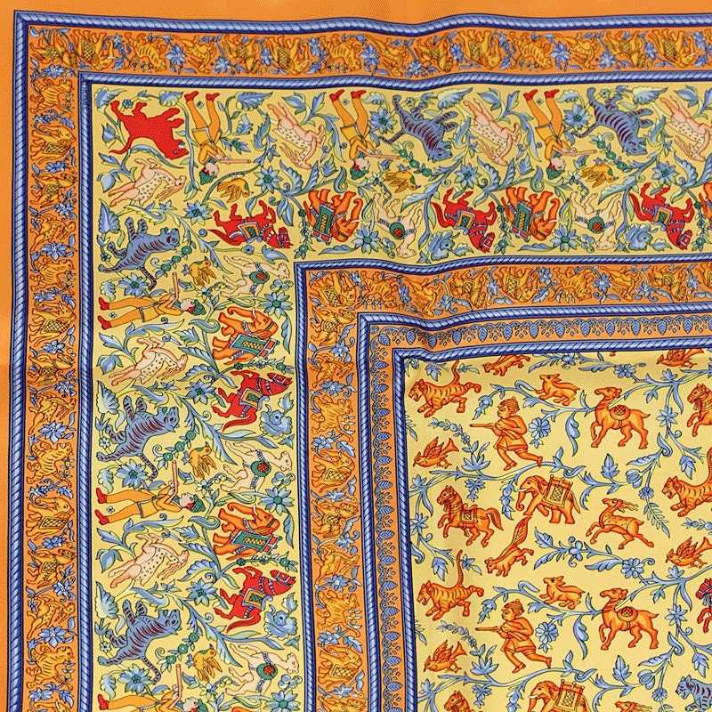 Hermes Scarf "Chasse en Inde" by Michel Duchene Vintage 90cm Silk