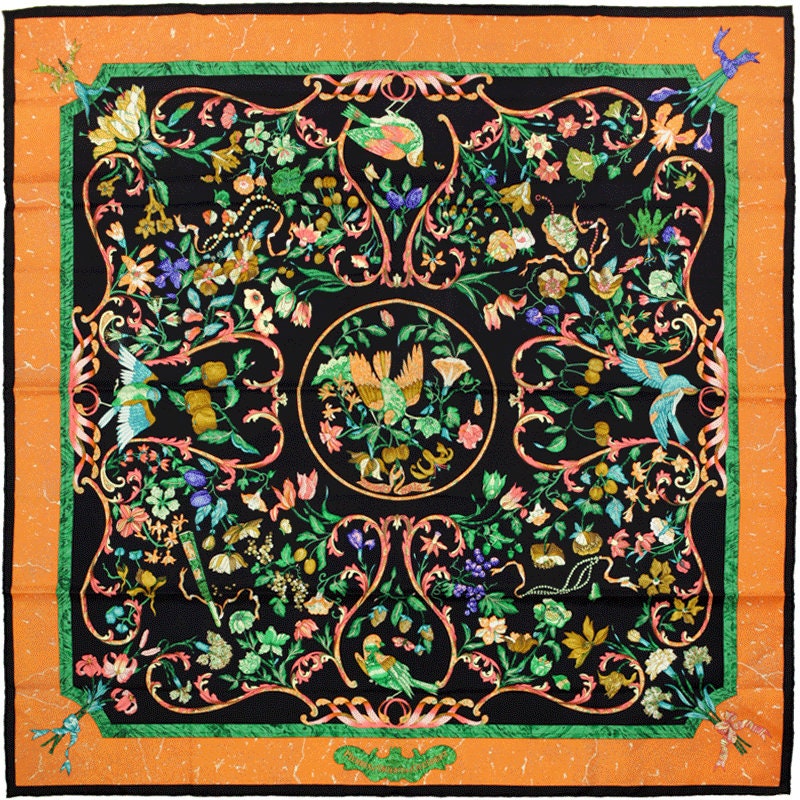 Hermes Scarf "Pierres d'Orient et d'Occident" by Zoe Pauwels Vintage 90cm Silk