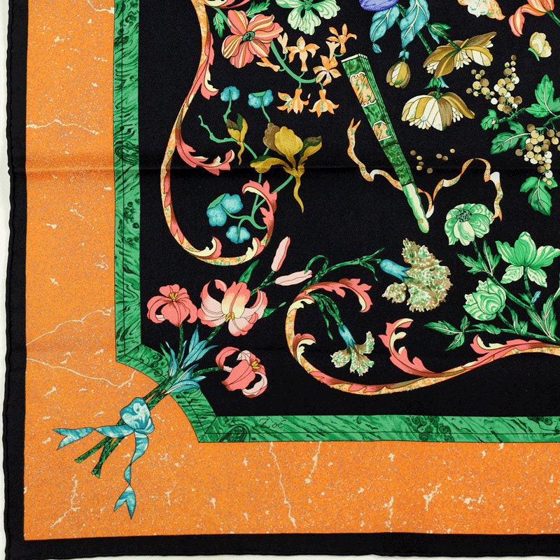 Hermes Scarf "Pierres d'Orient et d'Occident" by Zoe Pauwels Vintage 90cm Silk
