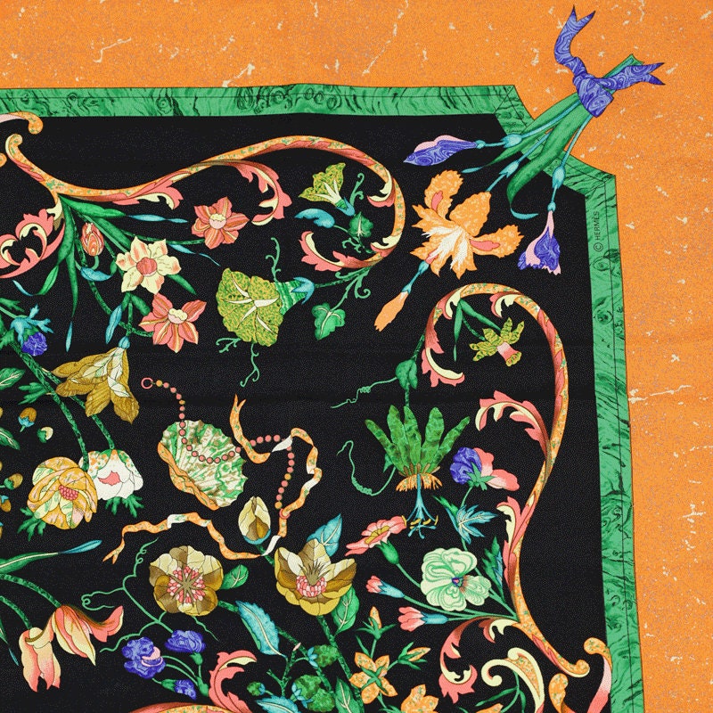 Hermes Scarf "Pierres d'Orient et d'Occident" by Zoe Pauwels Vintage 90cm Silk