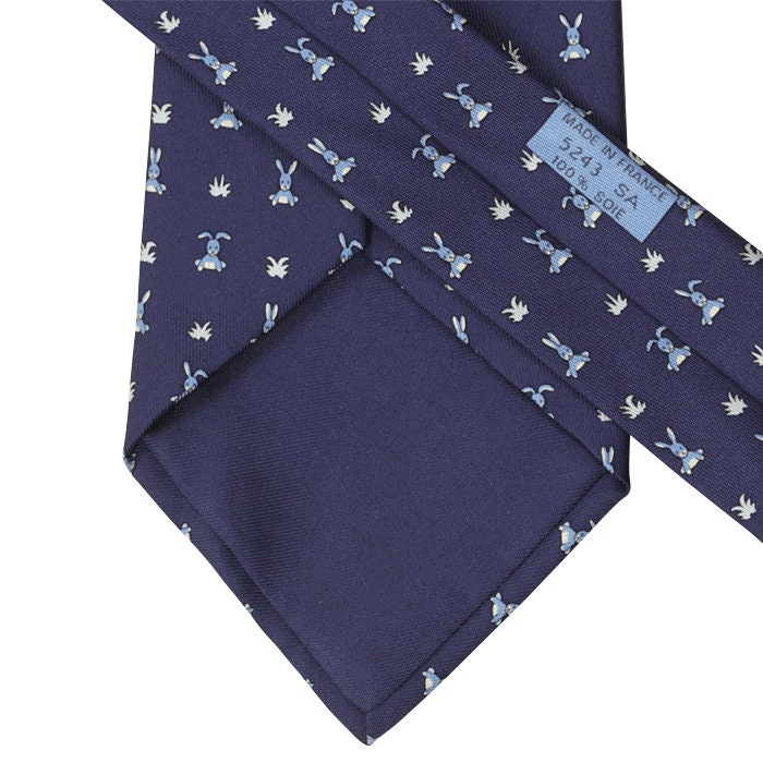 Hermes Men's Silk Tie Whimsical Rabbits Pattern 5243 | Necktie Cravate