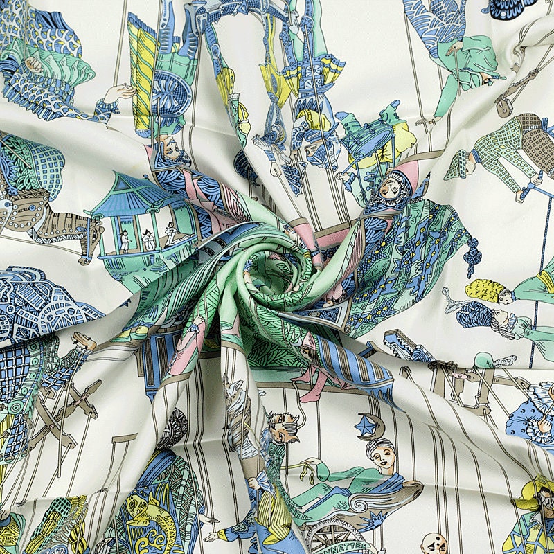 Hermes Scarf "Les Temps des Marionettes" by Annie Faivre 90cm Silk | Carre Foulard