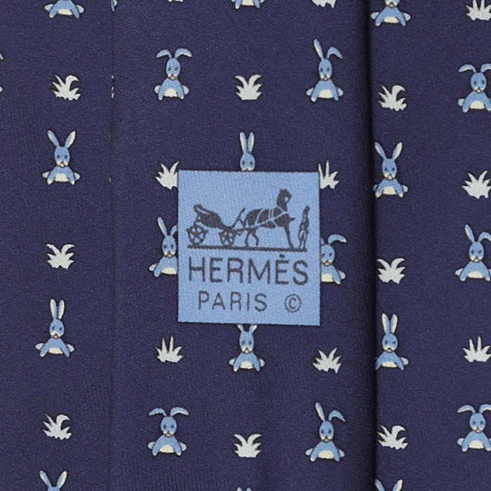 Hermes Men's Silk Tie Whimsical Rabbits Pattern 5243 | Necktie Cravate