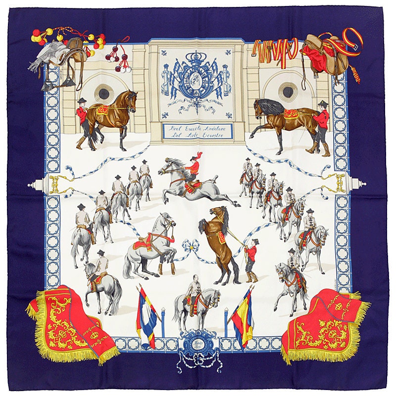 Hermes Scarf "Real Escuela Andaluza" by Hubert de Watrigant 90cm Silk