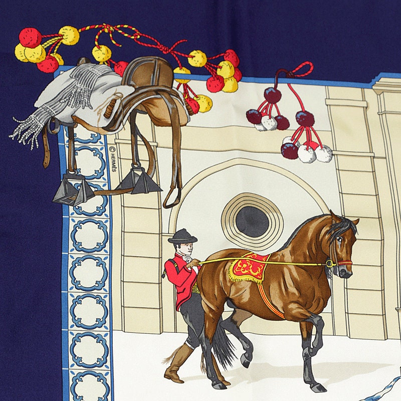 Hermes Scarf "Real Escuela Andaluza" by Hubert de Watrigant 90cm Silk