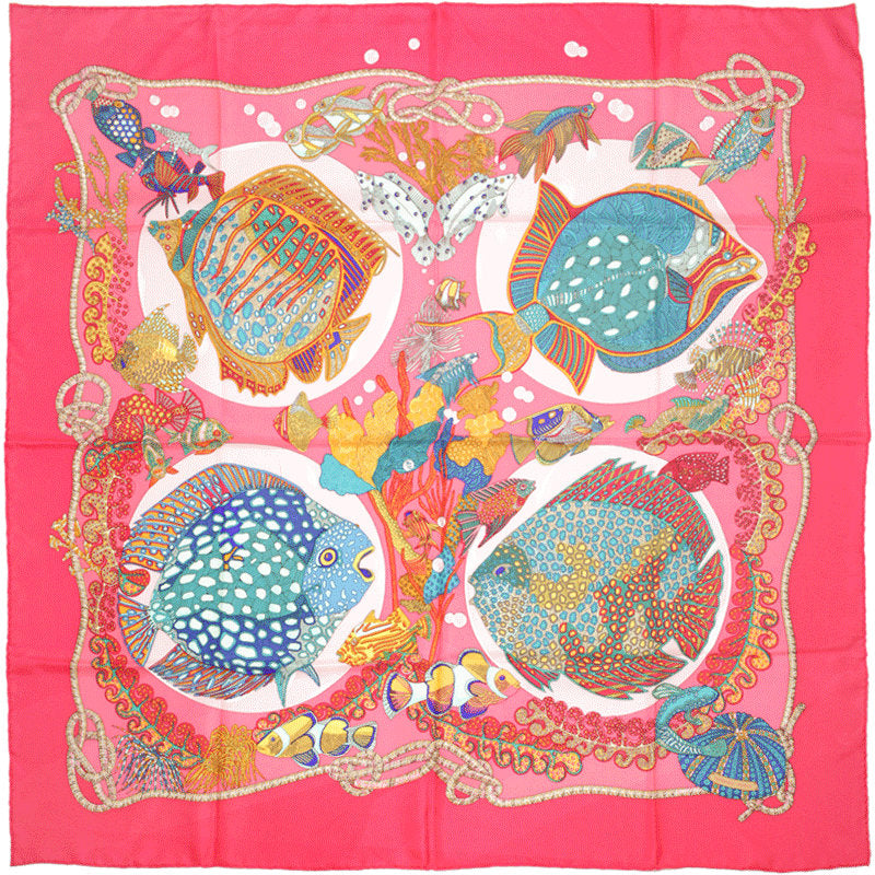 Hermes Scarf "Grands Fonds" by Annie Faivre 90cm Silk