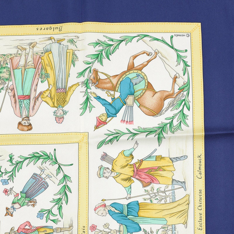 Hermes Scarf "Costumes Civils Actuels" by Françoise De La Perriere 90cm Silk