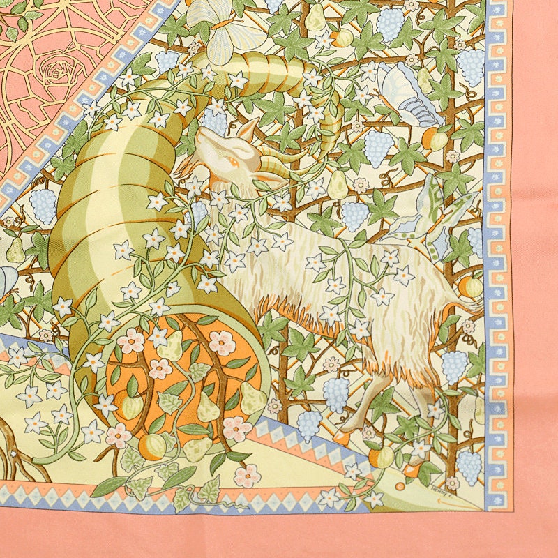 Hermes Scarf "Axis Mundi" by Christine Henry Vintage 90cm Silk