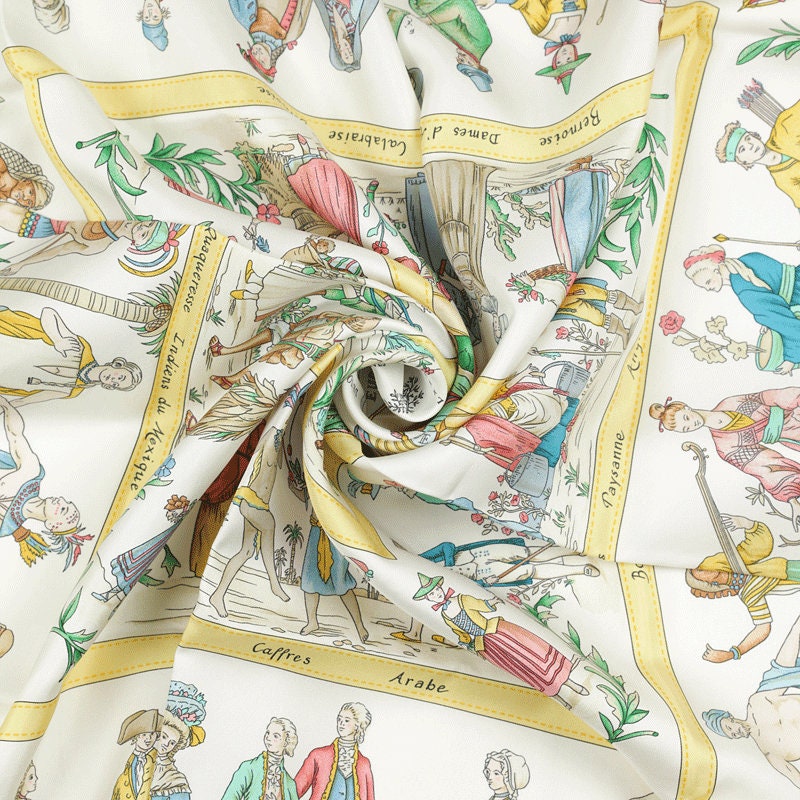 Hermes Scarf "Costumes Civils Actuels" by Françoise De La Perriere 90cm Silk
