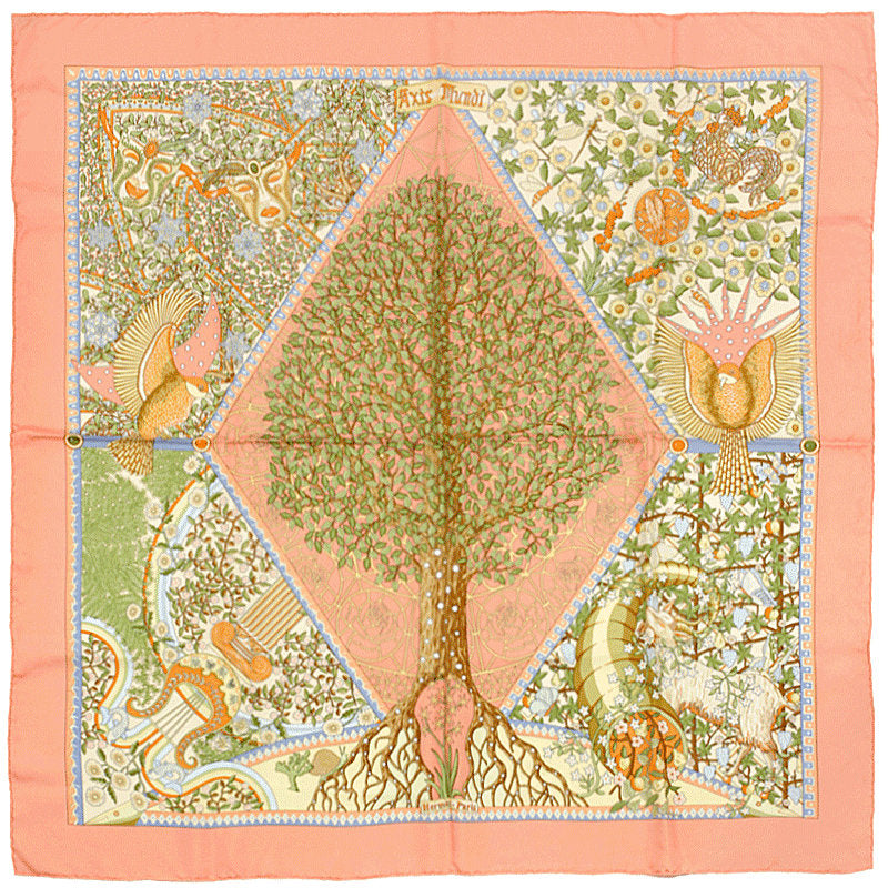 Hermes Scarf "Axis Mundi" by Christine Henry Vintage 90cm Silk