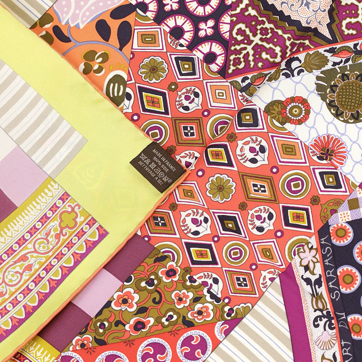Hermes Scarf "L'Art du Sarasa" by Aline Honore 90cm Silk