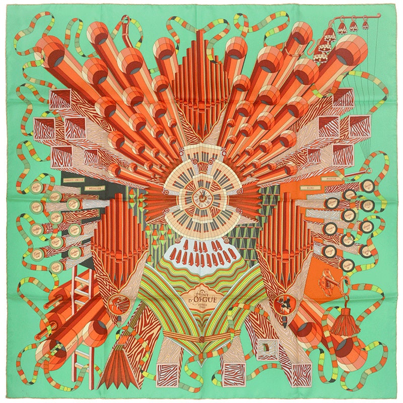 Hermes Scarf "Point d'Orgue" by Pierre Marie 90cm Silk | Carre Foulard