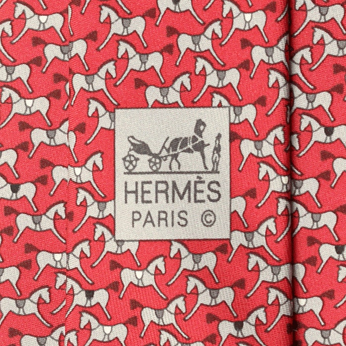 Hermes Men's Silk Tie Whimsical Toy Horses Pattern 5573 | Necktie Cravate