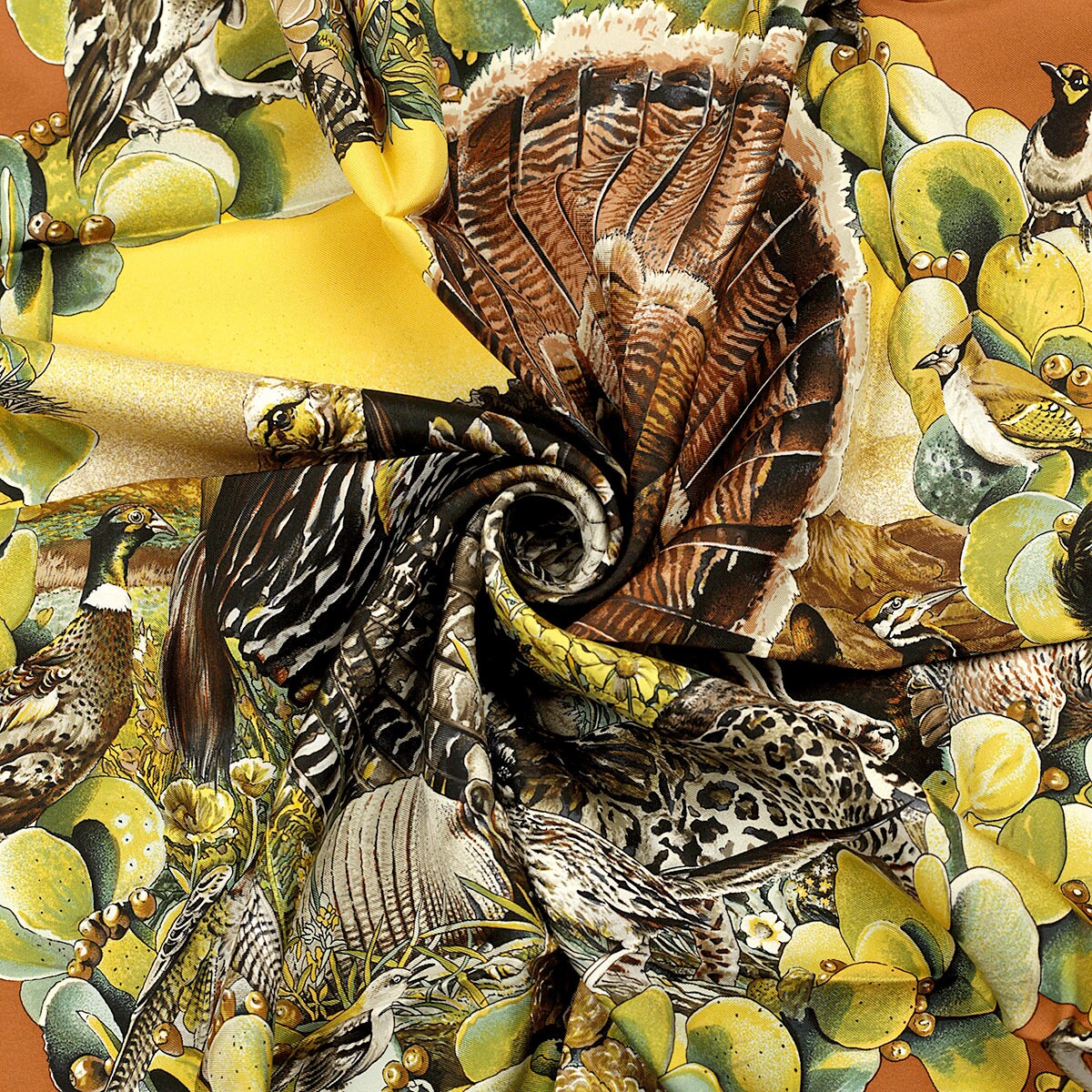 Hermes Scarf "Faune et Flora du Texas" by Kermit Oliver 90cm Silk | GRAIL Carre Foulard