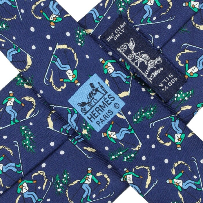 Hermes Men's Silk Tie Skiiers Pattern 7601 | Necktie Cravate