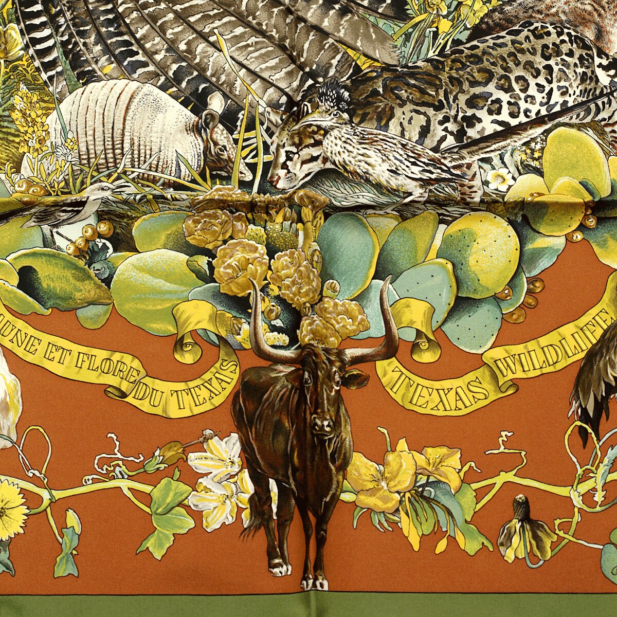 Hermes Scarf "Faune et Flora du Texas" by Kermit Oliver 90cm Silk | GRAIL Carre Foulard