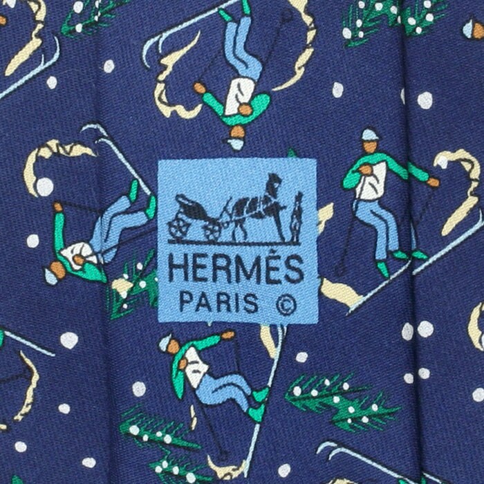 Hermes Men's Silk Tie Skiiers Pattern 7601 | Necktie Cravate