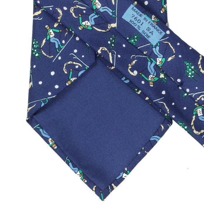 Hermes Men's Silk Tie Skiiers Pattern 7601 | Necktie Cravate