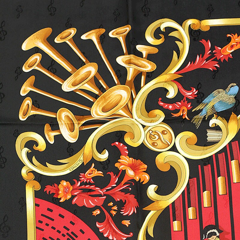 Hermes Scarf "Orgauphone et Autres Mecaniques" by Francoise Faconnet 90cm Silk | Carre Jacquard