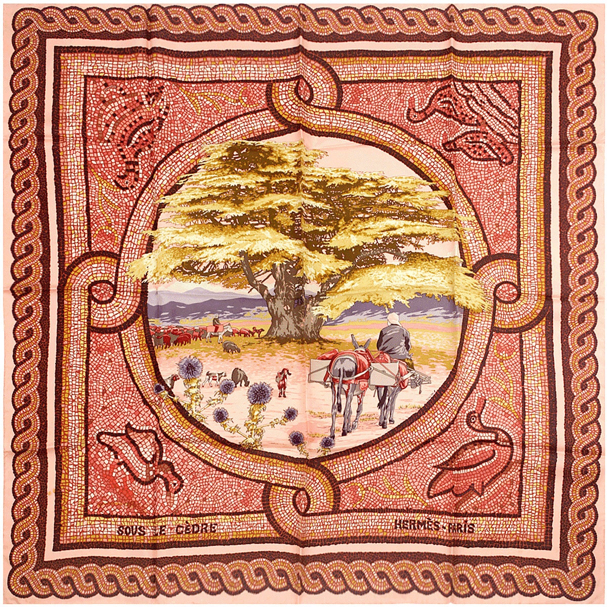 Hermes Scarf "Sous le Cedre" by Dimitri Rybaltchenko 90cm Silk | Carre Foulard