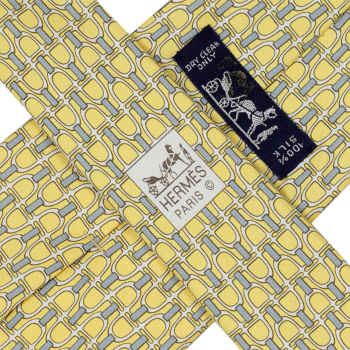 Hermes Men's Silk Tie Geometric Pattern 5362