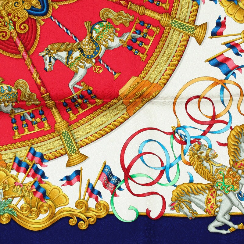 Hermes Scarf "Luna Park" by Joachim Metz 90cm Silk Jacquard