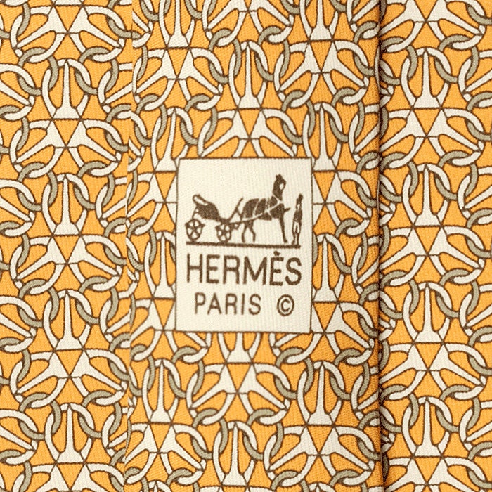 Hermes Men's Silk Tie Geometric Equestrian Pattern 5512