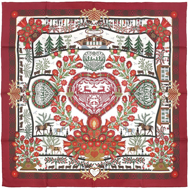 Hermes Scarf "Decoupages" by Anne Rosat 90cm Silk